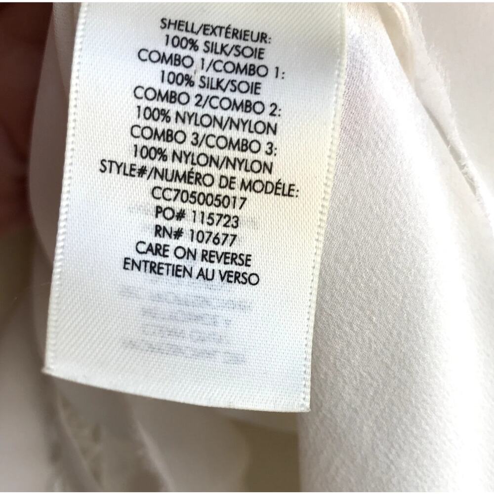 Alice + Olivia White Sheer Silk "Poets Blouse" with Lace, Bell Sleeves size XS - Picture 10 of 10